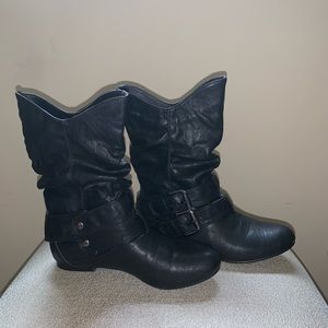 Black mid calf boots